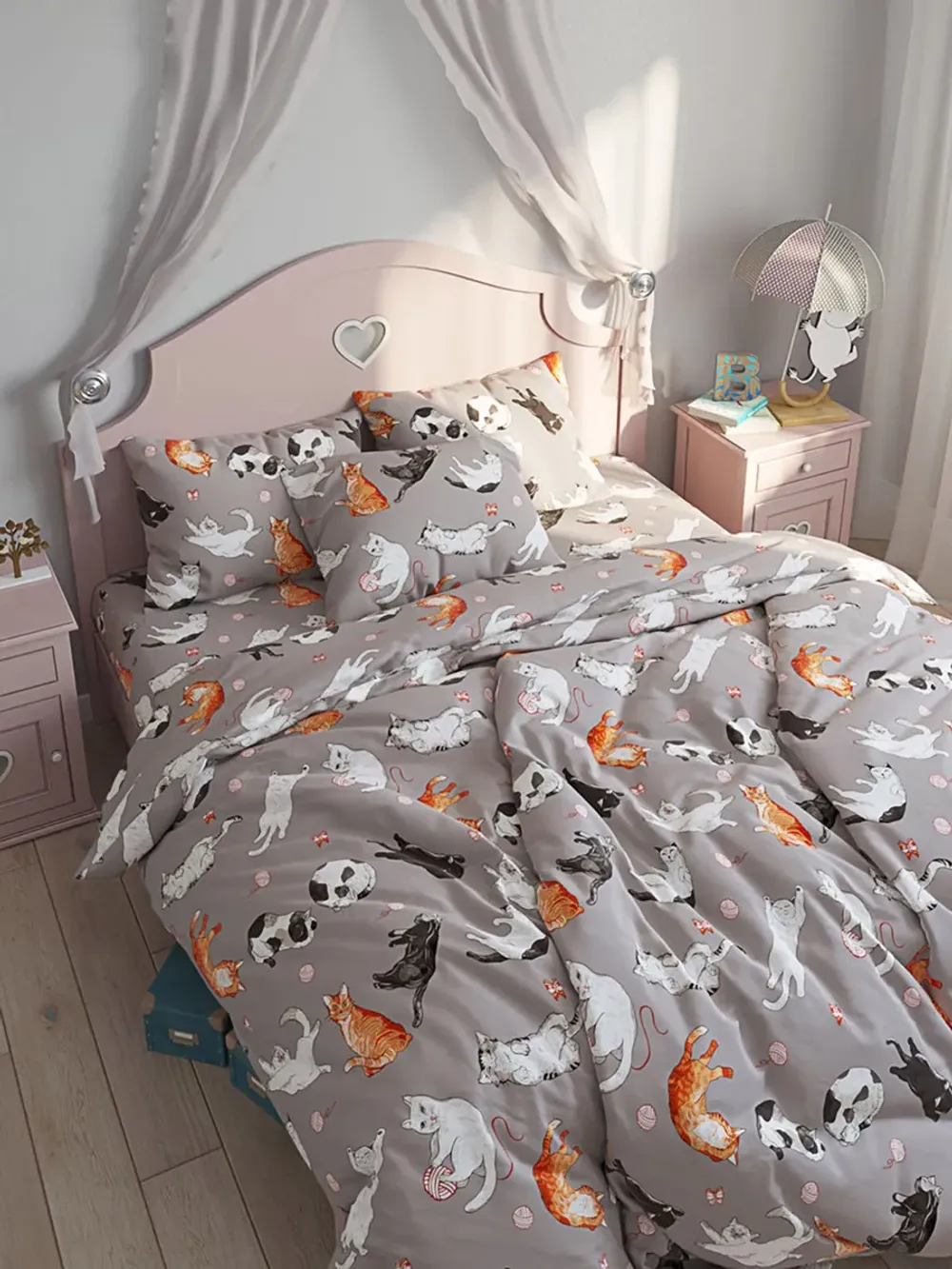 Отрез 1000х220 см ткань для рукоделия "Kitties" Сказка перкаль