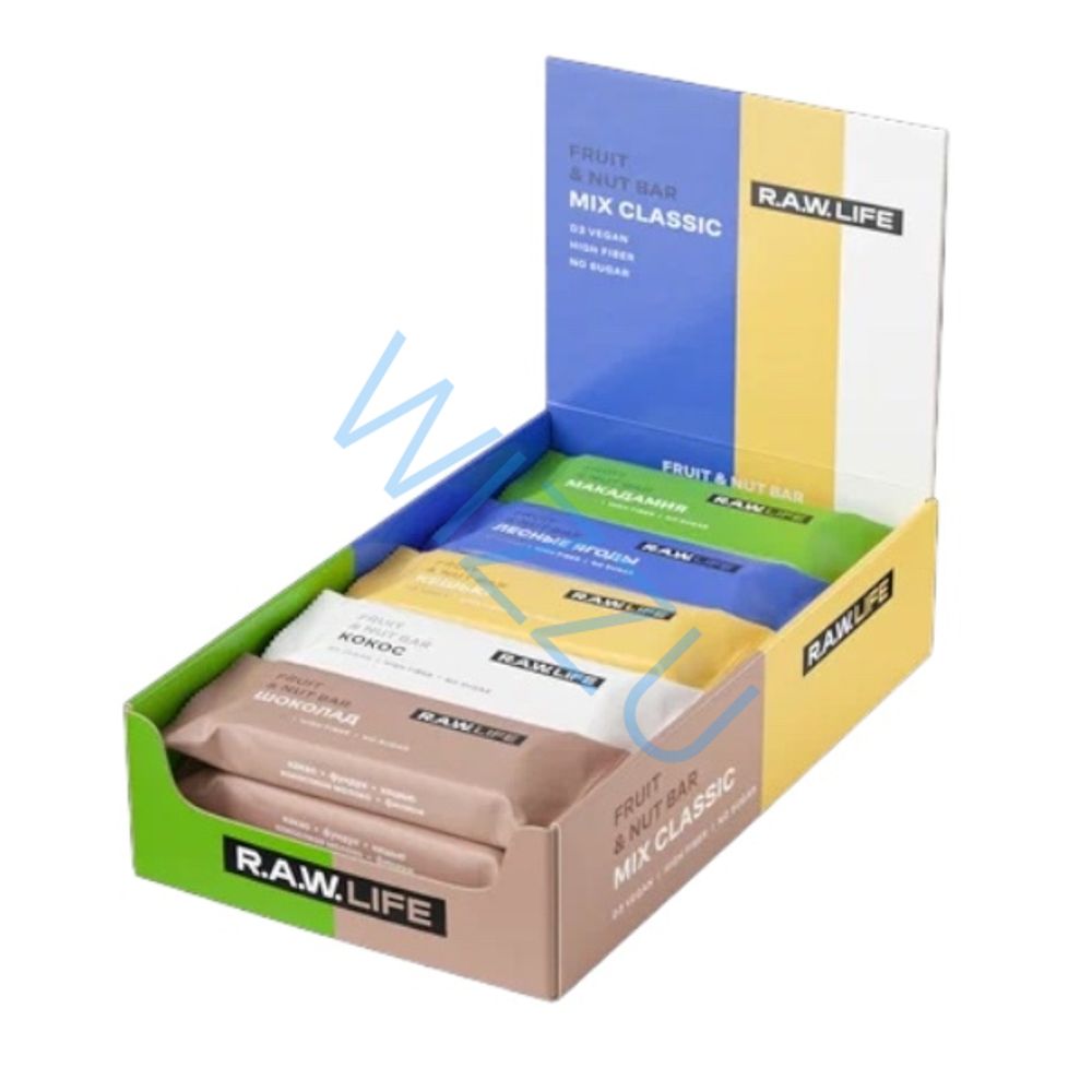 ппБатончик R.A.W. 47гр LIFE MIX Classic NEW (15)*12
