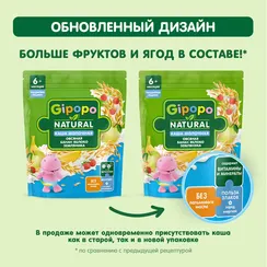 Каша Gipopo молочная овсяная банан яблоко земляника 170г с 6 месяцев