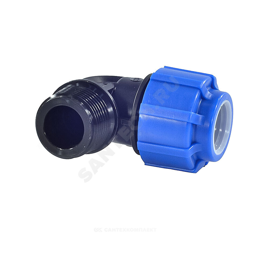 Отвод компрессионный ПЭ Дн 63х1 1/2"х90гр НР Ру16 ТПК-АКВА 50016112