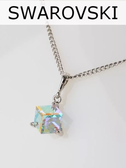 Кулон-кубик Миражи с кристаллом-хамелеоном Swarovski