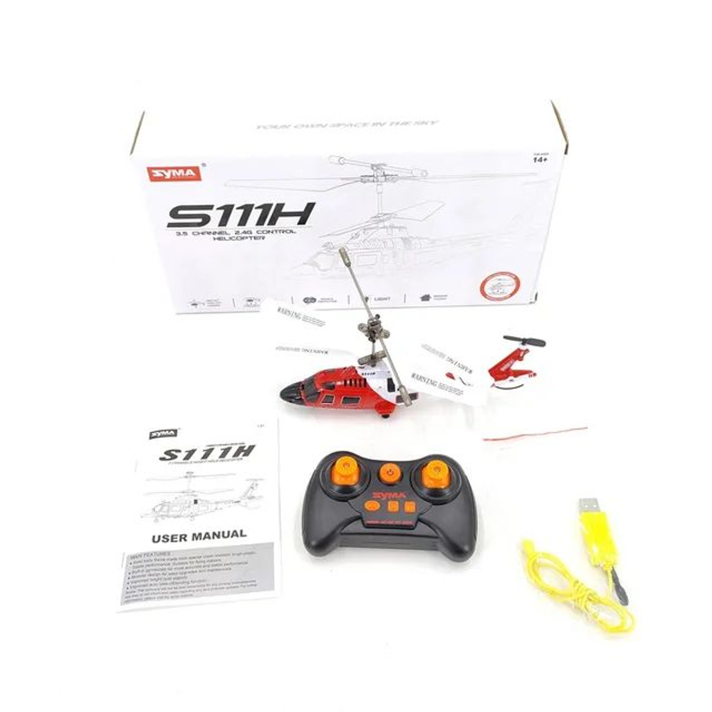 Радиоуправляемый вертолет Syma S111H, RTF 2.4G - SYMA-S111H , обновленная модель 111g , с барометрическим датчиком удержания высоты , авто взлет и посадка , новинка 2024
