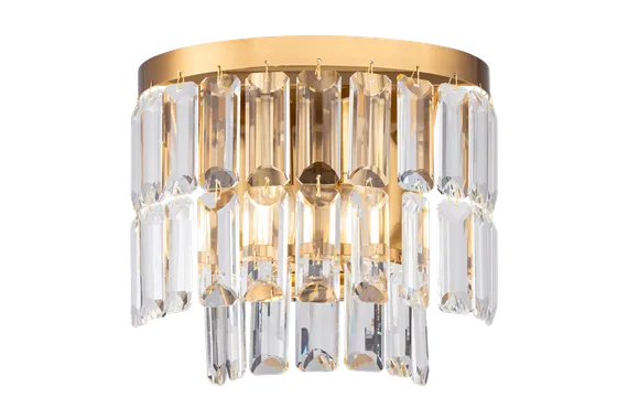 Бра NewRgy W2752P/2A PLATING BRASS+CLEAR, 2×40 Вт, прозрачное и латунное