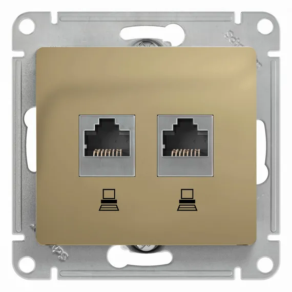 Розетка компьютерная RJ45 + RJ45 Cat 5e Systeme Electric Glossa Титан GSL000485KK