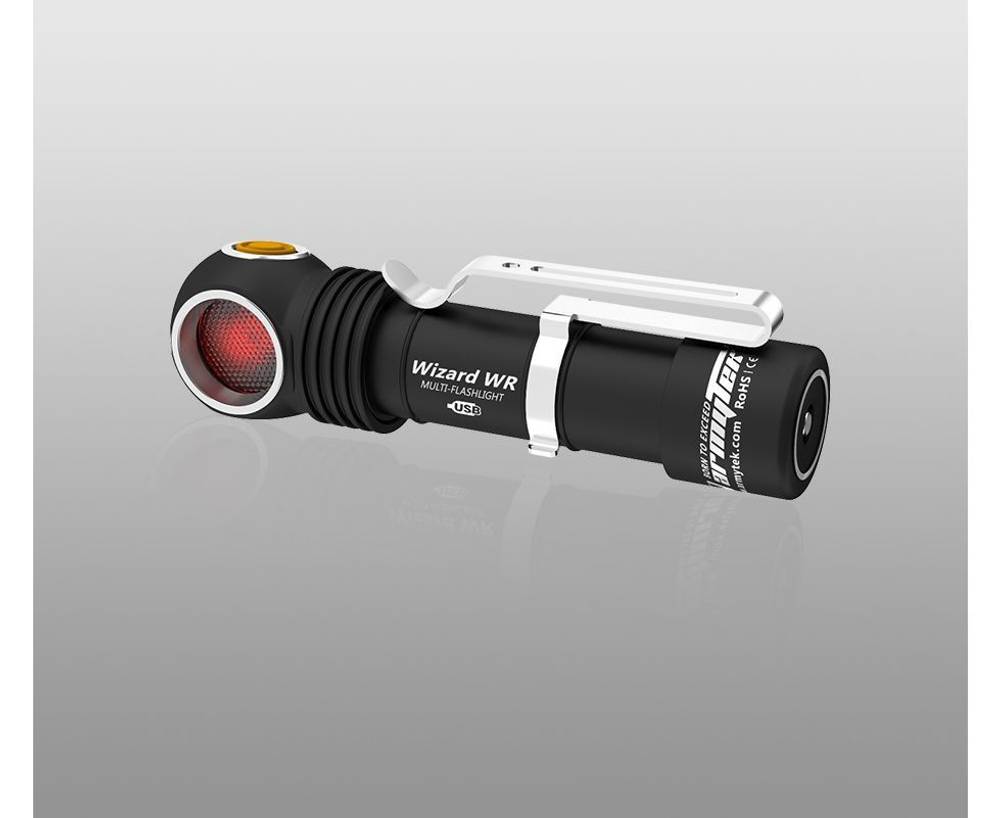 Фонарь налобный Armytek Wizard WR Magnet USB + 18650 / Белый и красный свет / 1300 лм и 320 лм