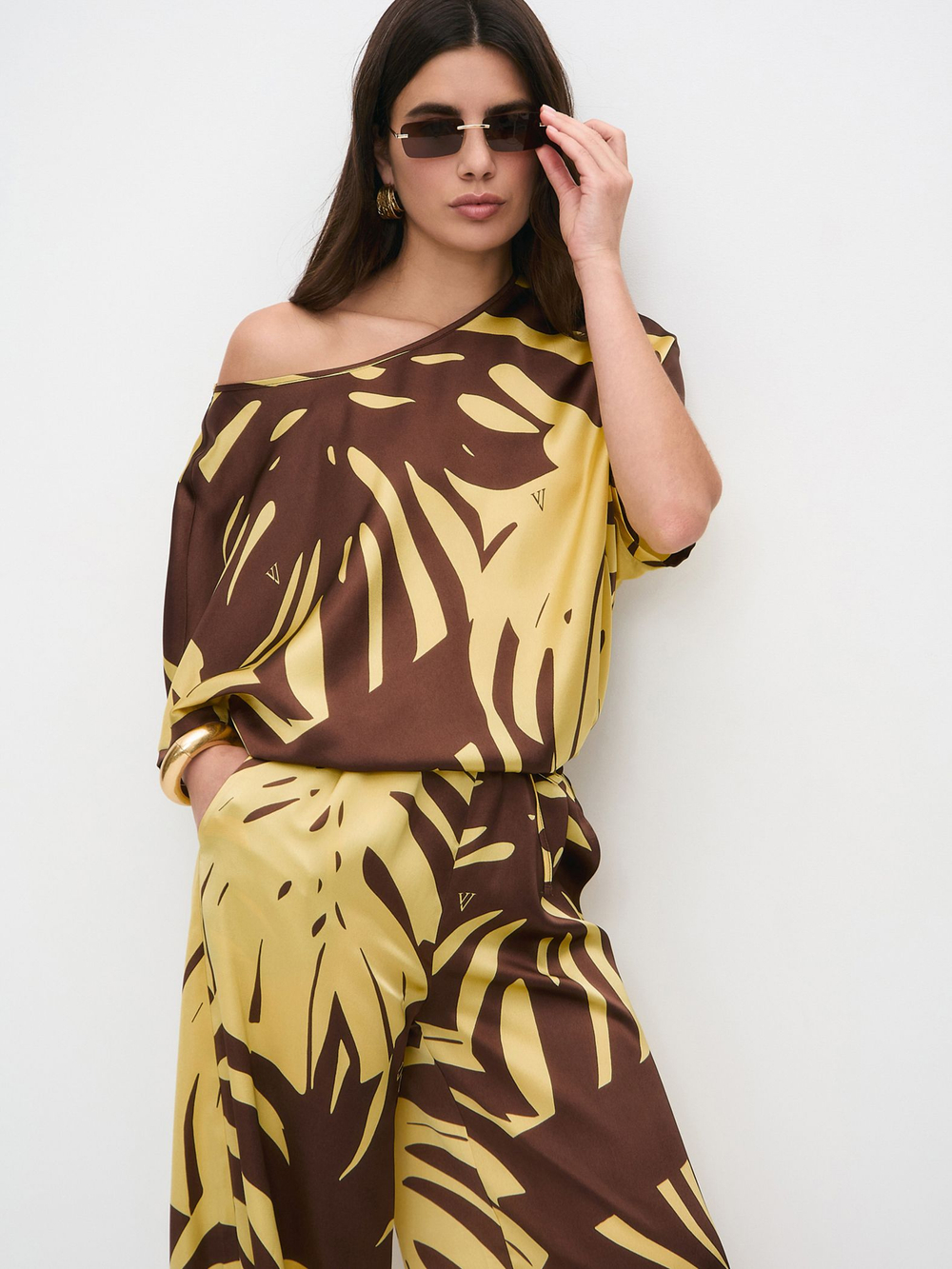 Костюм летний шелковый "ART SILK", 713.9072.09.11, цвет монстера лимон