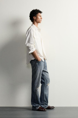 ZARA ДЖИНСЫ FLARE FIT С РАЗРЕЗАМИ, ВЫЦВЕТШИЙ СИНИЙ