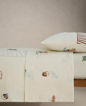 ZARA HOME ДЕТСКАЯ ДВУХСТОРОННЯЯ ПРОСТЫНЯ С СОБАКАМИ, РАЗНОЦВЕТНЫЙ