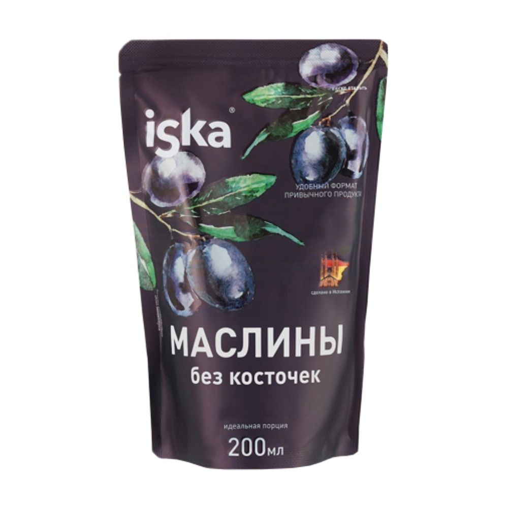 Маслины черн "ISKA" б/к дойпак 200мл/24шт