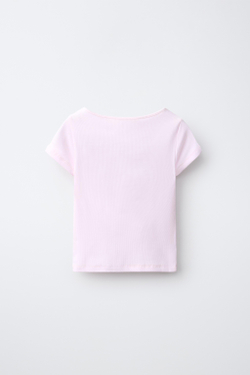 ZARA ФУТБОЛКА С ТЕКСТОВЫМ ПРИНТОМ, РОЗОВЫЙ