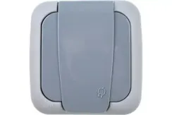 Розетка VIKO Palmiye с заземлением с крышкой накладная IP54 серая 04436