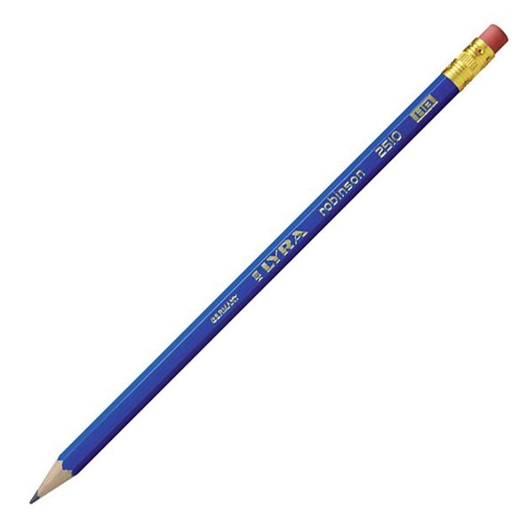 Карандаш чернографитный с ластиком ROBINSON заточенный 12 шт, HB, Lyra L1220100