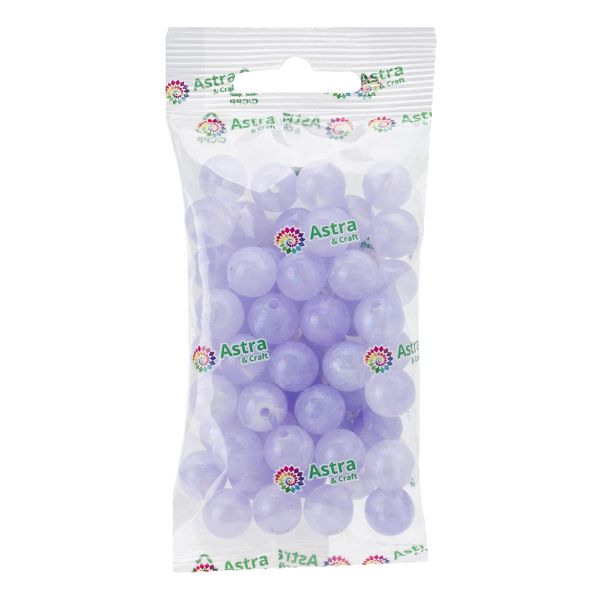 Бусины акрил ⌀12 мм, 50 г (52±10 шт), дымка с АВ шиммером, круглые,  Astra&Craft (AD072 фиолетовый), 2012