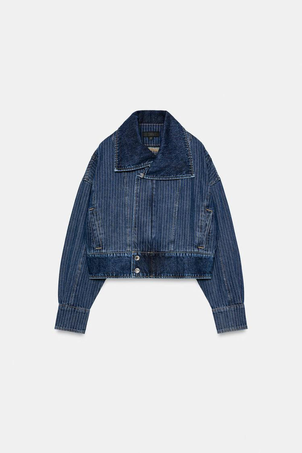 ZARA ДЖИНСОВАЯ КУРТКА Z1975 В ПОЛОСКУ, СИНИЙ