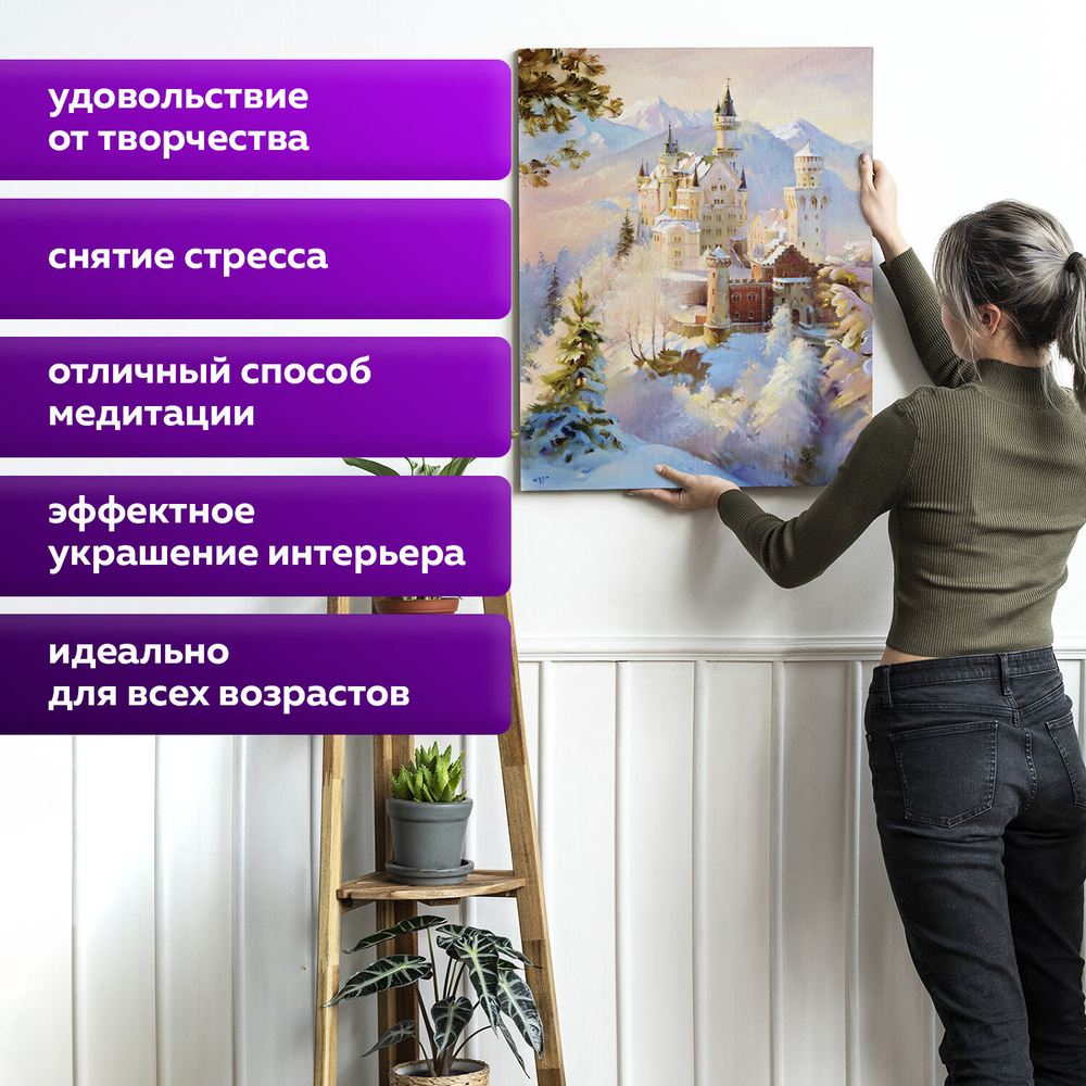 Картина по номерам 40х50 см, ОСТРОВ СОКРОВИЩ "Замок Нойшванштайн Бавария", на подрамнике, акрил, кисти, 663281