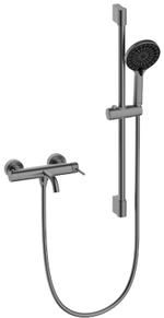 Смеситель для ванны Lemark LMF-8022B-GM "Белуга" с коротким изливом, дивертор с керамическими пластинами, с аксессуарами, графит