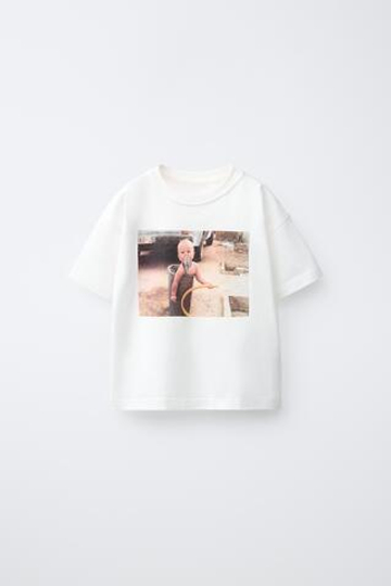 ZARA X PUKAS ФУТБОЛКА С ФОТОГРАФИЕЙ PUKAS SURF, БЕЛЫЙ