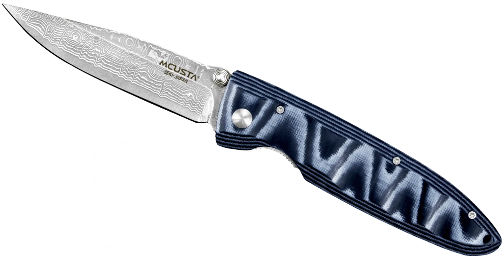 Mcusta Складной нож Mcusta Classic Wave Blue Micarta Damascus MC-0010D