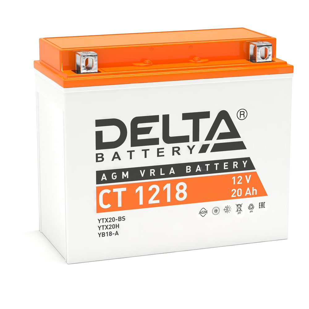 Аккумулятор Delta CT 1218 (YTX20-BS, YTX20H, YB16-B-CX, YB16-B, YB18-A)