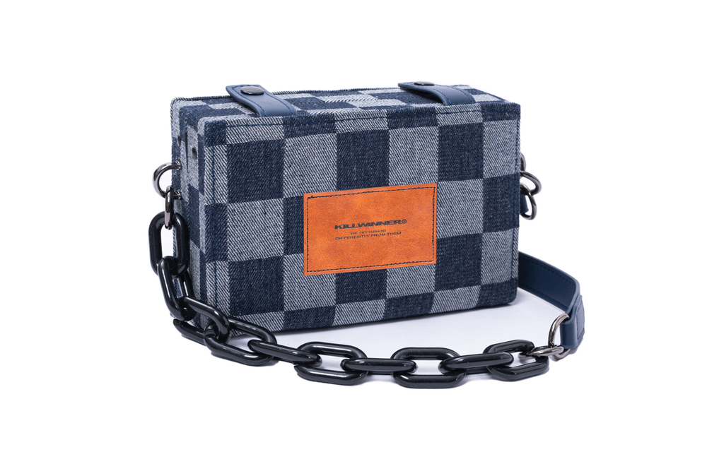KILLWINNER Denim Small Square Bag, Box Shoulder Bag, Crossbody Bag Unisex Blue