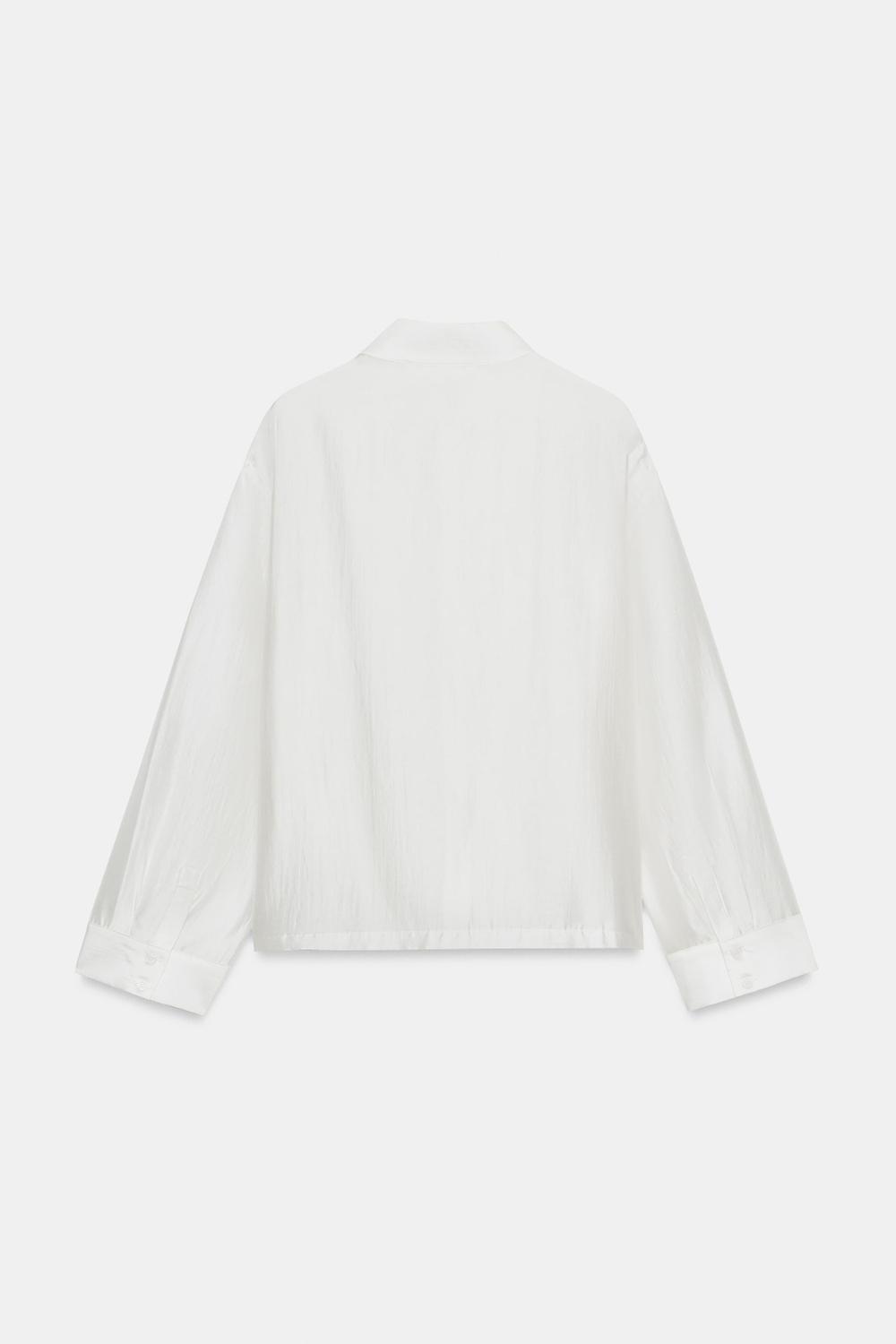 ZARA АТЛАСНАЯ РУБАШКА С ЗАСТЕЖКОЙ НА ПЕТЛИ ZW COLLECTION, БЕЛЫЙ