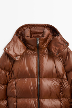 Massimo Dutti Сатиновый пуховик, карамельный