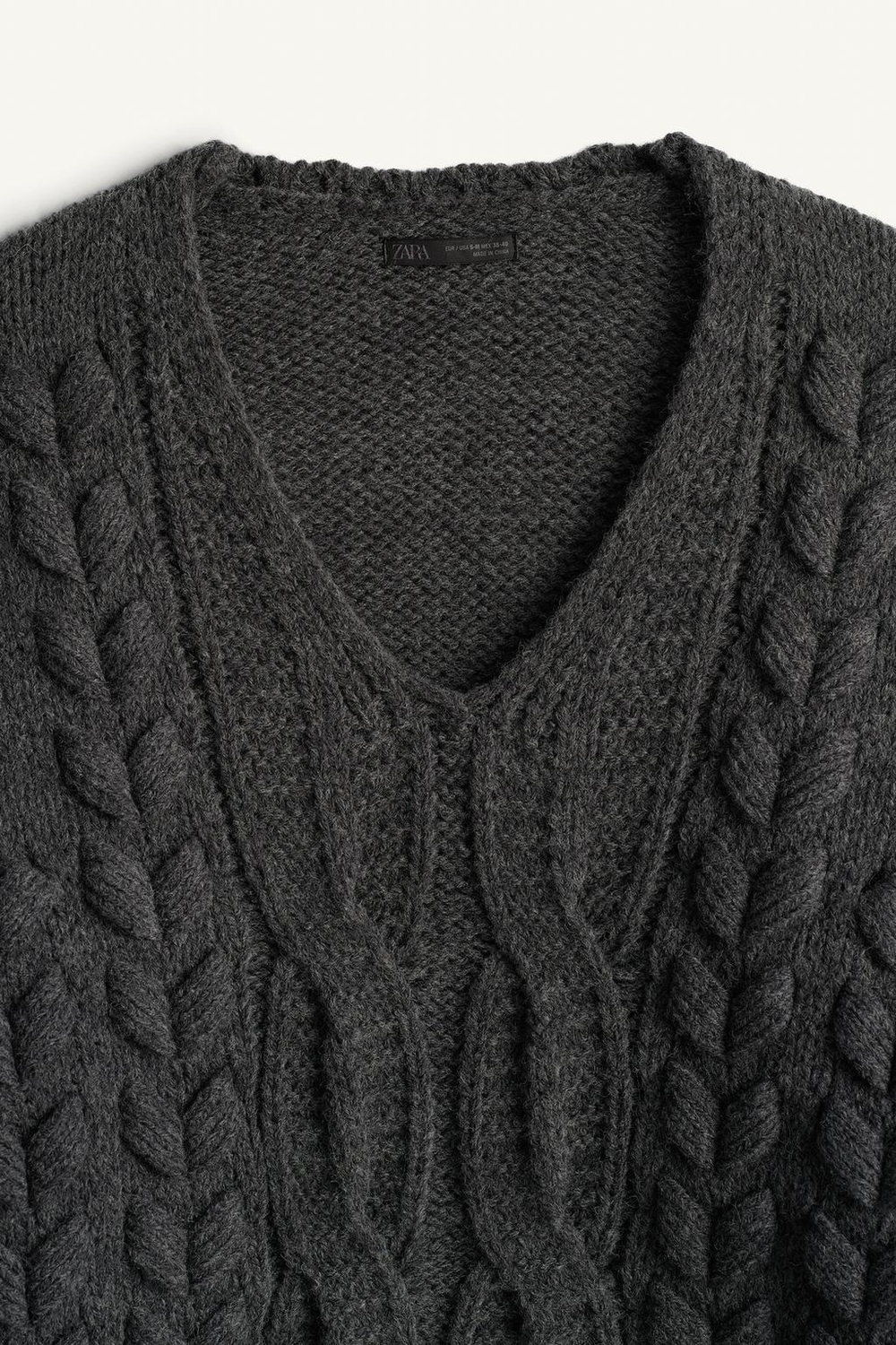 ZARA ДЖЕМПЕР ИЗ ПЛОТНОЙ ТРИКОТАЖНОЙ ТКАНИ УКОРОЧЕННОГО КРОЯ, СЕРЫЙ