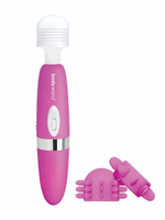 Розовый ротационный жезловый вибратор с двумя насадками 360° Spinning Head Wand Massager Set (Цвет: розовый)