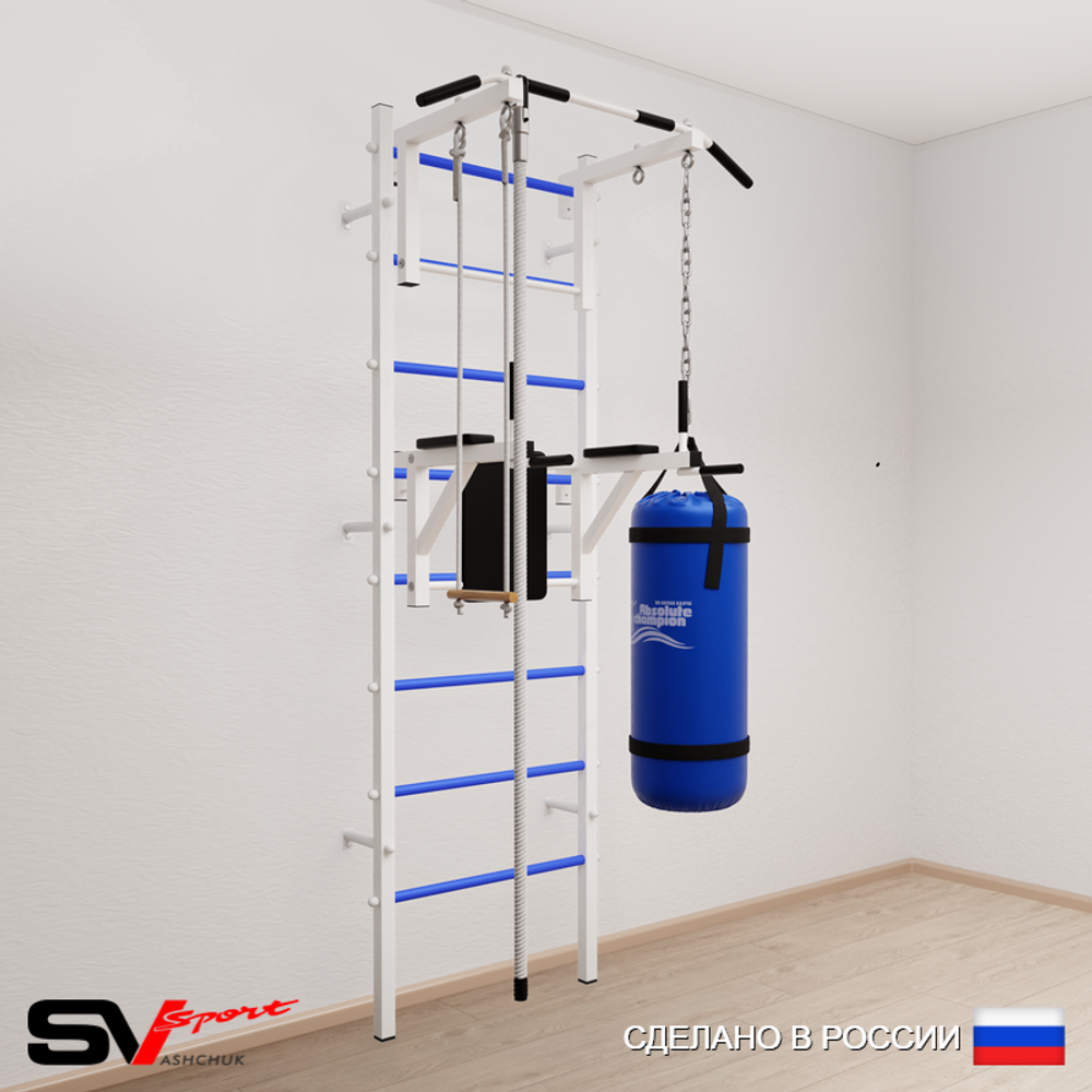 Шведская стенка Sv Sport усиленная 6761 (Турник стандарт/Брусья/Канат/Трапеция/Цепь/Мешок 15кг)