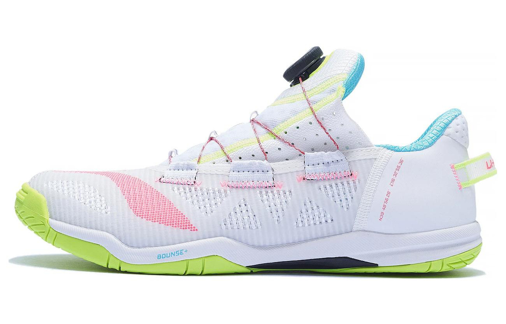 Li Ning Cushioning Slip Resistant Abrasion Resistant Low top Table Tennis Shoes Unisex White Green Pink
