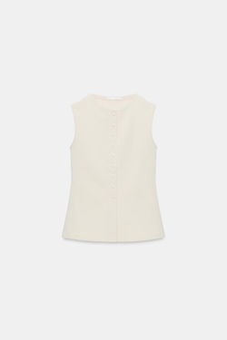 ZARA ЖИЛЕТ С ОБТЯЖНЫМИ ПУГОВИЦАМИ, ЭКРЮ