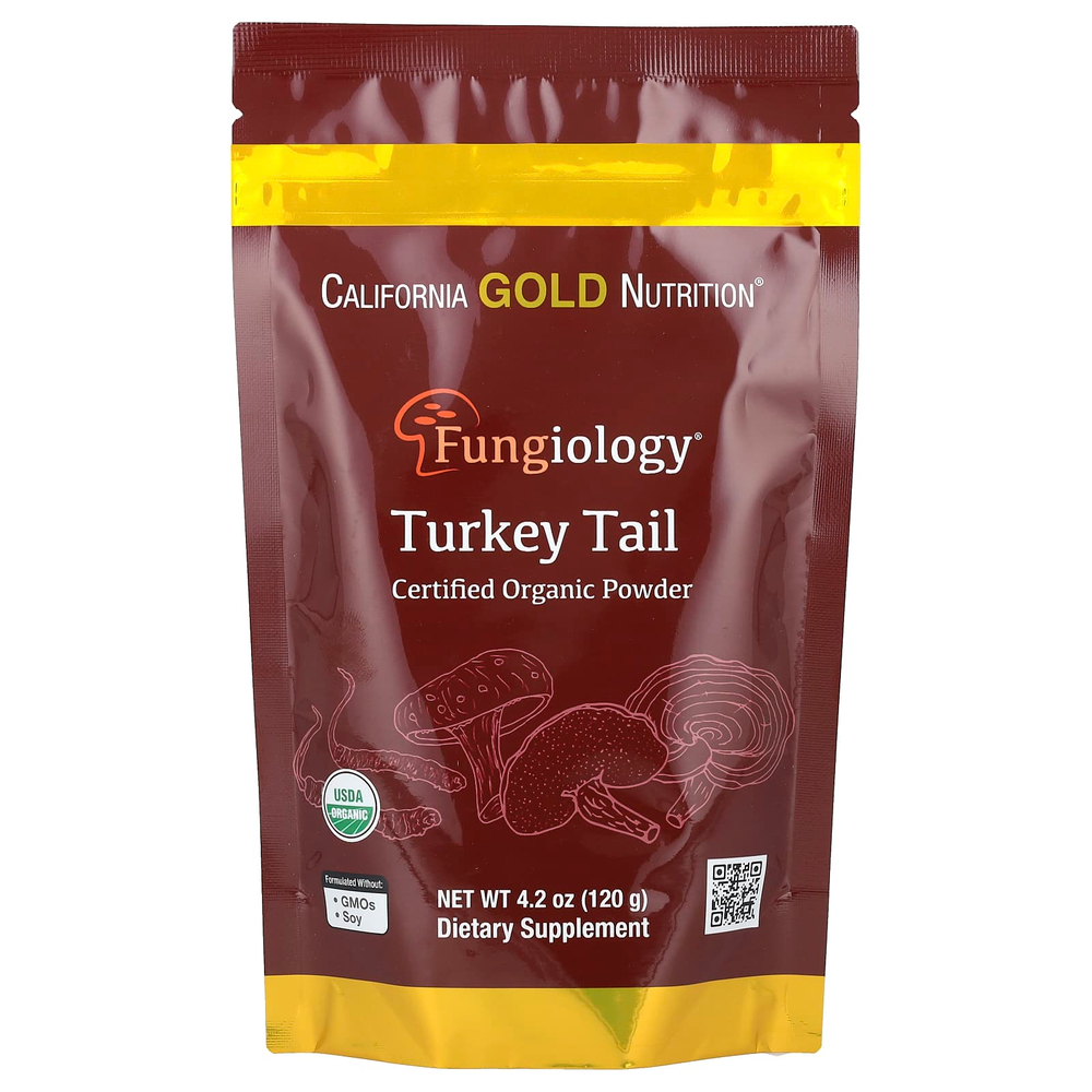 California Gold Nutrition, Fungiology®, порошок из сертифицированного органического трутовика разноцветного, 120 г (4,2 унции)
