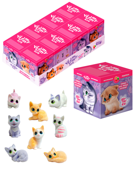 Монпансье в кубе с игруш. "КОТИКИ" 10гр*8шт*8бл