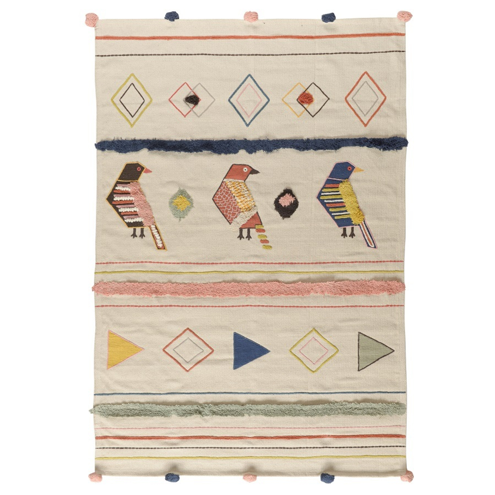Ковер из хлопка в этническом стиле с орнаментом Птицы из коллекции ethnic, 120х180 см