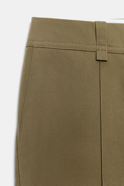 ZARA БРЮКИ BOOTCUT С ДЕКОРАТИВНОЙ СТРОЧКОЙ, ХАКИ