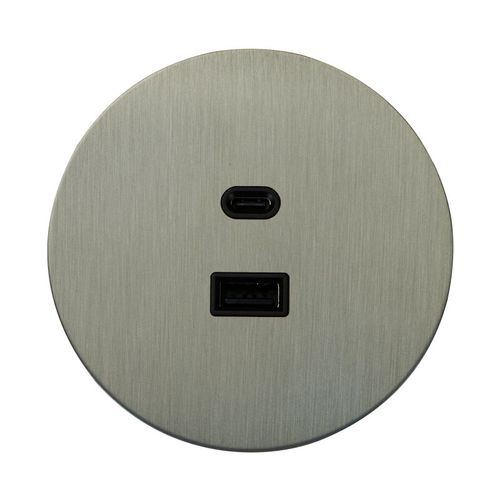 USB розетка (тип A+C), никель, Salvador, EU010112
