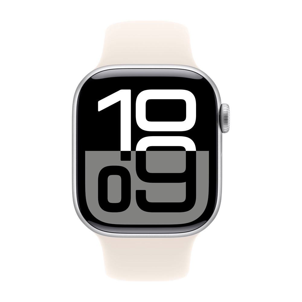 Умные часы Apple Watch Series 10 GPS, 42mm, Silver Aluminium Case with Sport Band M/L, Starlight (Серебристый)