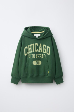 ZARA ХУДИ С НАДПИСЬЮ, ЗЕЛЕНЫЙ