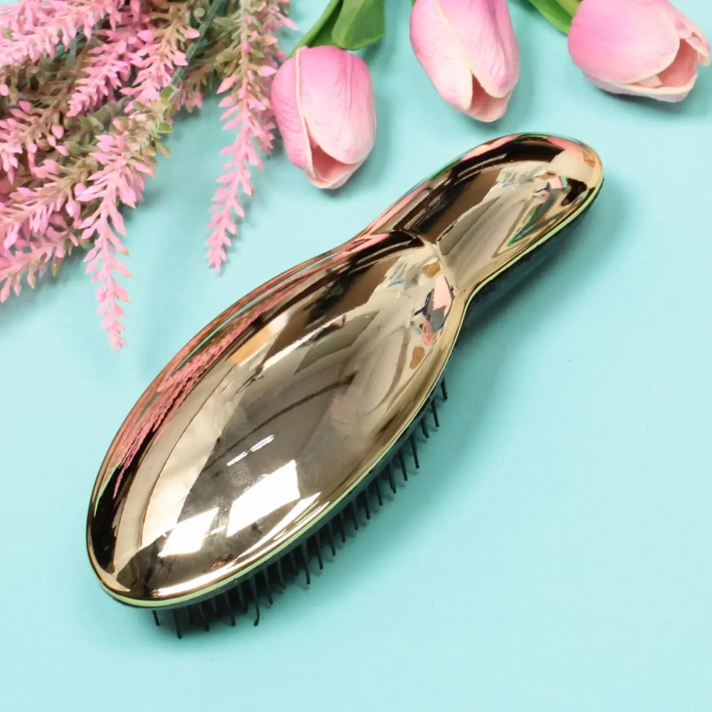 Расческа массажная компактная «Beauty Bar», цвет золото, в коробке, 20*7см