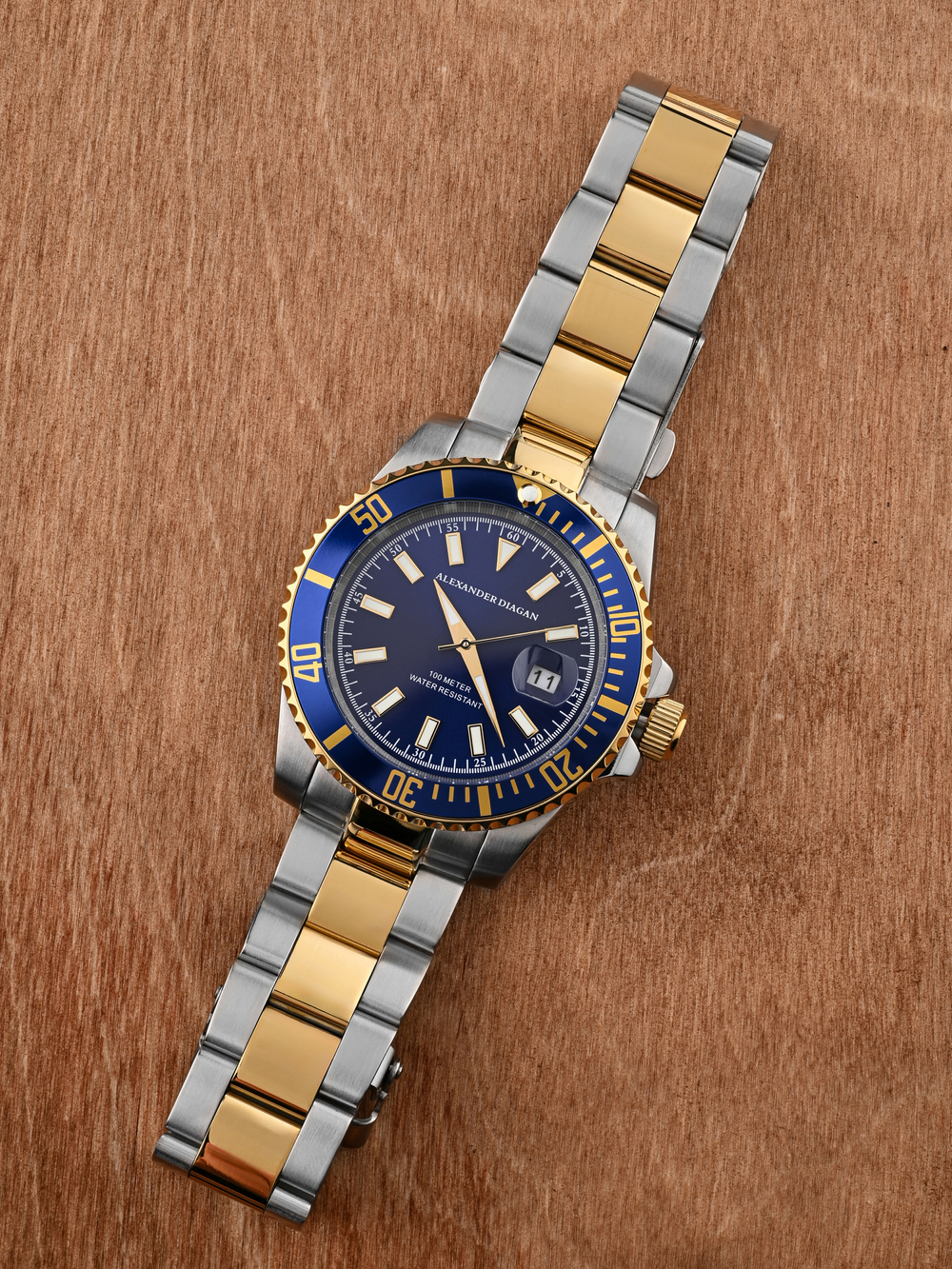 Часы кварцевые Neptune, blue gold