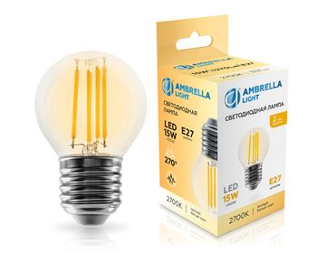 Светодиодная лампа Шар Filament LED G45 15W E27 2700K 220-240V 451523 Bulbing Ambrella