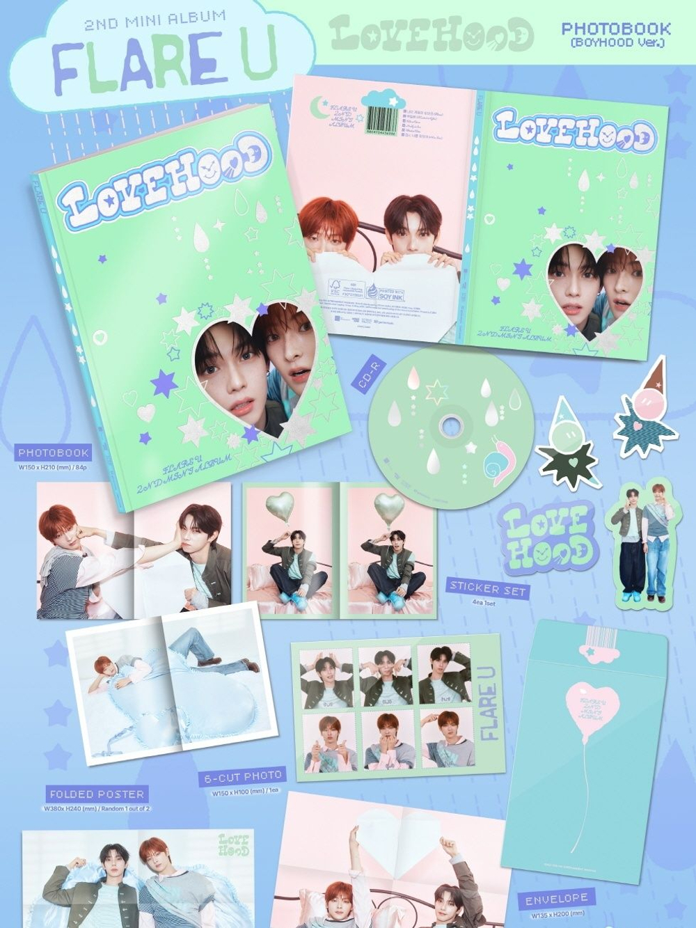 Альбом FLARE U - LOVEHOOD 2nd Mini Album PHOTOBOOK 2 Version SET