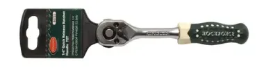 Трещотка реверсивная с резиновой ручкой 1/4''(L-155мм, 72зуб.), на пластиковом держателе RockFORCE RF-80722