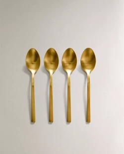 ZARA HOME НАБОР ДЕСЕРТНЫХ ЛОЖЕК ИЗ ЗОЛОТОЙ СТАЛИ ( 4 ПРЕДМЕТА), ЗОЛОТОЙ