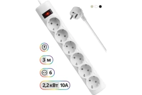 Сетевой фильтр DFS 153 3 м, белый, 6 розеток 99490