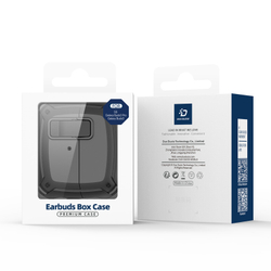 Усиленный чехол черного цвета от Dux Ducis для наушников Samsung Buds 3 и Buds 3 Pro, серия SECH Series Case, в комплекте с карабином