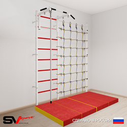 Шведская стенка Sv Sport 50940 (Турник стандарт/Канат/Мат 2м/Канатный лаз)