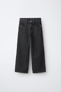 ZARA ДЖИНСЫ WIDE LEG В ПОЛОСКУ, ЧЕРНЫЙ