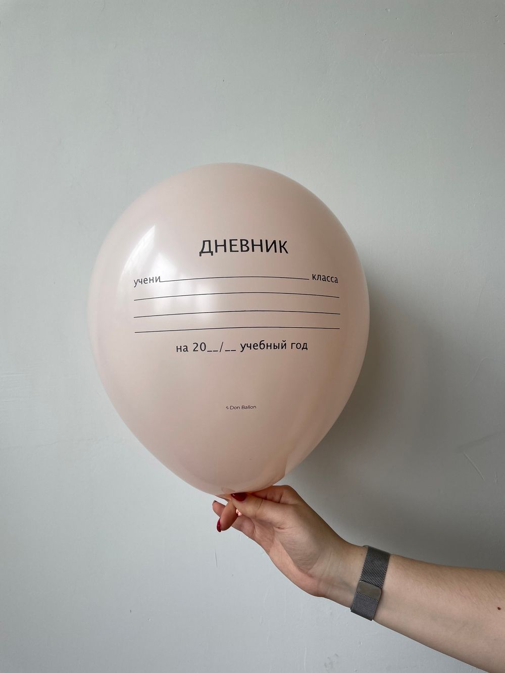 K Шар 12"/30 см, пастель, "Школьный дневник", с 2-х ст. рис. (персиковый)  Изображение5