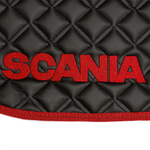 Ковры SCANIA 5 серии G (автомат), (экокожа, черный, красный кант, красная вышивка)